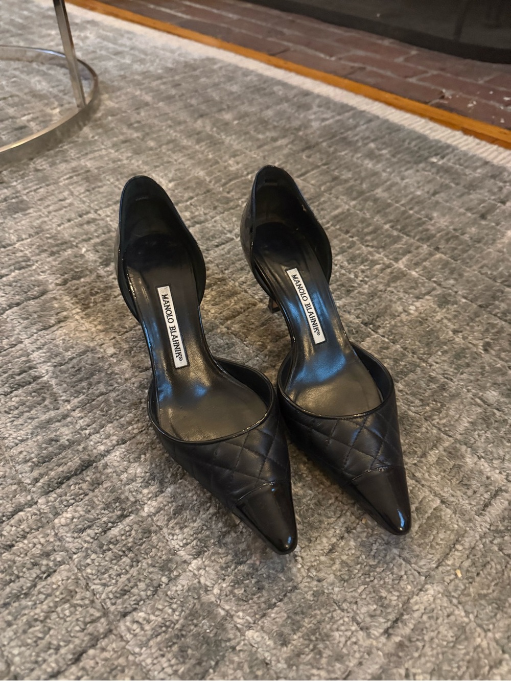 Manolo Blahnik Black Quilted Pointed-Toe Pumps
